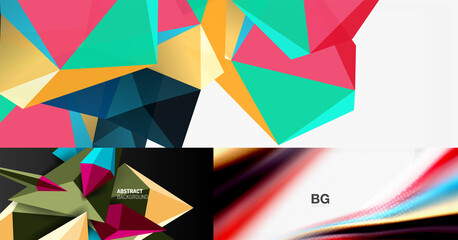 Set of minimal geometric backgrounds. Vector illustrations for covers, banners, flyers and posters and other