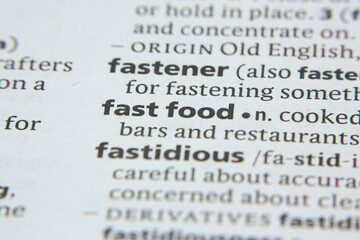 Obraz premium Word or phrase Fast Food in a dictionary.