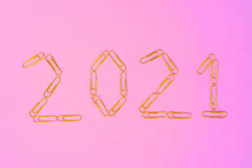 New year 2021 concept on pink background