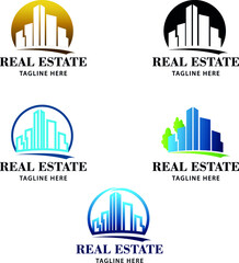 Set of Real Estate Building logo vector. Mortgage business brand 