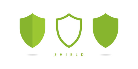 Obraz premium Set of shield flat icon isolated on white background. Vector illustration