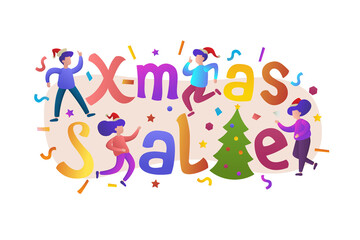 Christmas sale vector, promotional banner with presents.