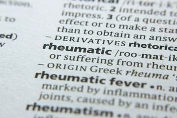 Word or phrase Rheumatic in a dictionary.