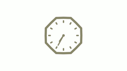 Amazing yellow gray counting down clock icon on white background, 12 hours wall clock