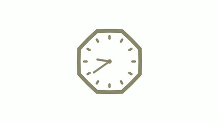 Amazing yellow gray counting down clock icon on white background, 12 hours wall clock