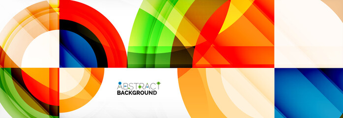 Naklejka premium Round shapes, triangles and circles. Modern abstract background