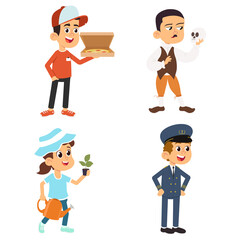 Cute kids in various professions set.