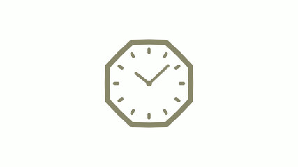 Amazing yellow gray counting down clock icon on white background, 12 hours wall clock