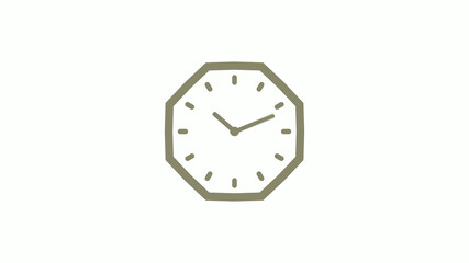 Amazing yellow gray counting down clock icon on white background, 12 hours wall clock