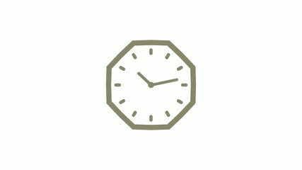 Amazing yellow gray counting down clock icon on white background, 12 hours wall clock