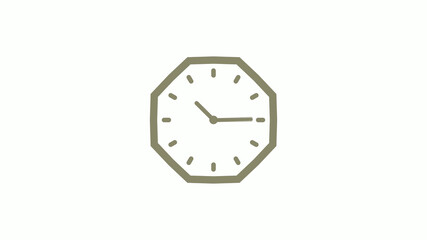 Amazing yellow gray counting down clock icon on white background, 12 hours wall clock