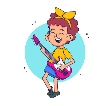 recommend clip art: Cool rock star girl playing guitar.