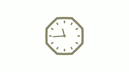 Amazing yellow gray counting down clock icon on white background, 12 hours wall clock