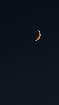 Image of the crescent moon taken during the last minutes of blue hour time