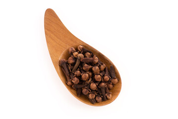 Dried clove flowers isolated on a white background.