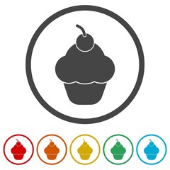 Cupcake ring icon, color set