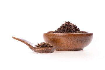 Dried clove flowers isolated on a white background.