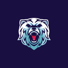 Angry polar bear head logo design