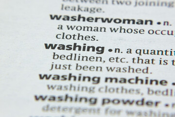 Word or phrase Washing in a dictionary.