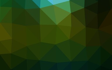 Dark Green, Yellow vector shining triangular pattern.