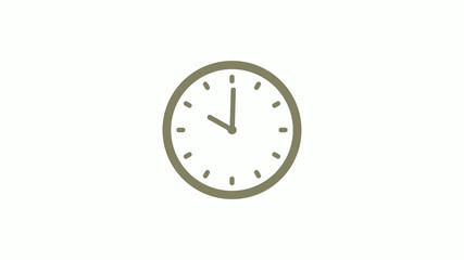 Counting down yellow gray clock icon on white background, 12 hours clock icon