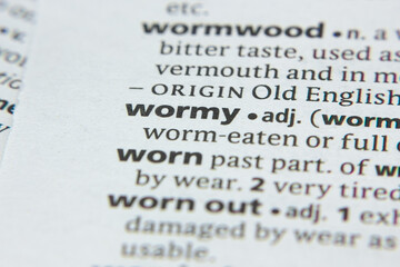 Word or phrase Wormy in a dictionary.