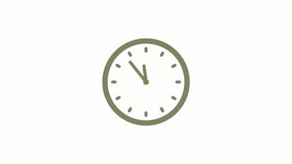 Counting down yellow gray clock icon on white background, 12 hours clock icon