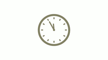 Counting down yellow gray clock icon on white background, 12 hours clock icon