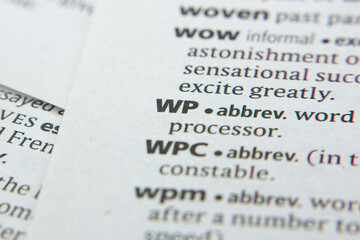 Word or phrase Wp in a dictionary.