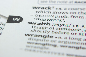 Word or phrase Wraith in a dictionary. - obrazy, fototapety, plakaty