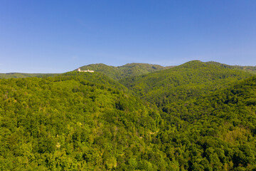 Obraz premium Aerial view of Medvedgrad fortification at Medvednica mountain, Zagreb, Croatia.