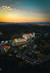 Zleby Chateau is a chateau approximately 7 km east of Caslav. It was originally a castle built by the Lichtenburg family. The first indirect mention of it comes from 1289.