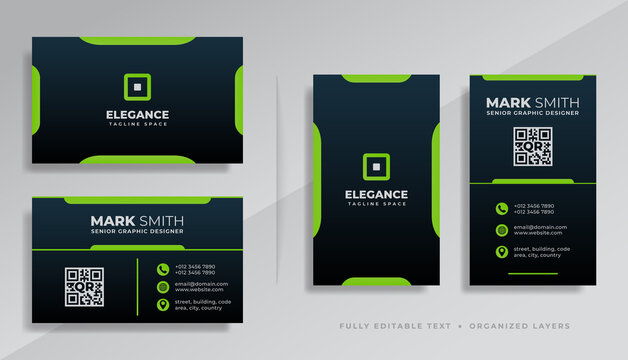 Modern Dark And Green Professional Luxurious Business Card Template Design