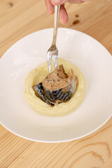 potatoes and fish sardine