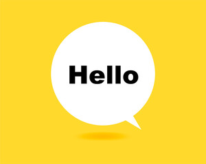 Hello speech bubble isolated on the yellow background.