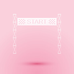 Paper cut Starting line icon isolated on pink background. Start symbol. Paper art style. Vector.