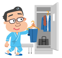 健康診断　検査着着替え　男性