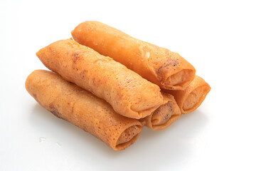 fried spring roll on white background