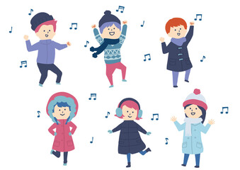 冬服の踊る子供たち