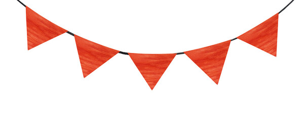 Beautiful holiday decorations in the form of colorful flags. Greeting card. Close-up