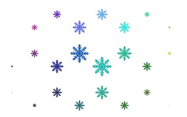 Light Multicolor, Rainbow vector pattern with christmas snowflakes.