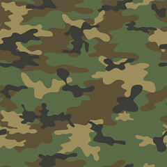 Fototapeta premium Classic vector camouflage seamless print forest pattern for hunting