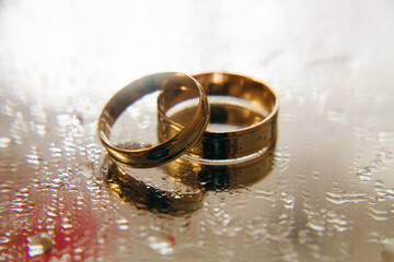 Obraz na płótnie Canvas wedding rings on the table