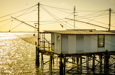 typical fishing hut in comacchio - italy