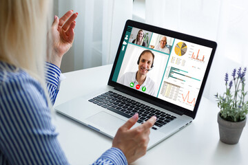  Remote learning or work. Video conference concept