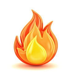 Fire flame isolated on white. Clipping path included