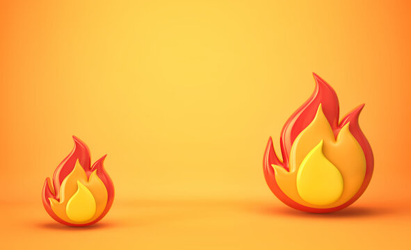 Cartoon fire flame on orange background