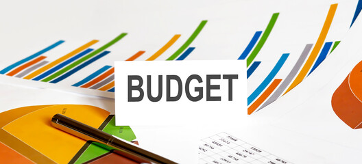 BUDGET text on paper on chart background with pen