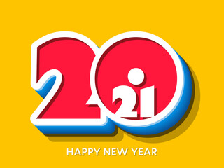 Happy new year 2021 Text Design vector.