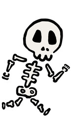 Skeleton running : Hand drawn vector illustration like woodblock print